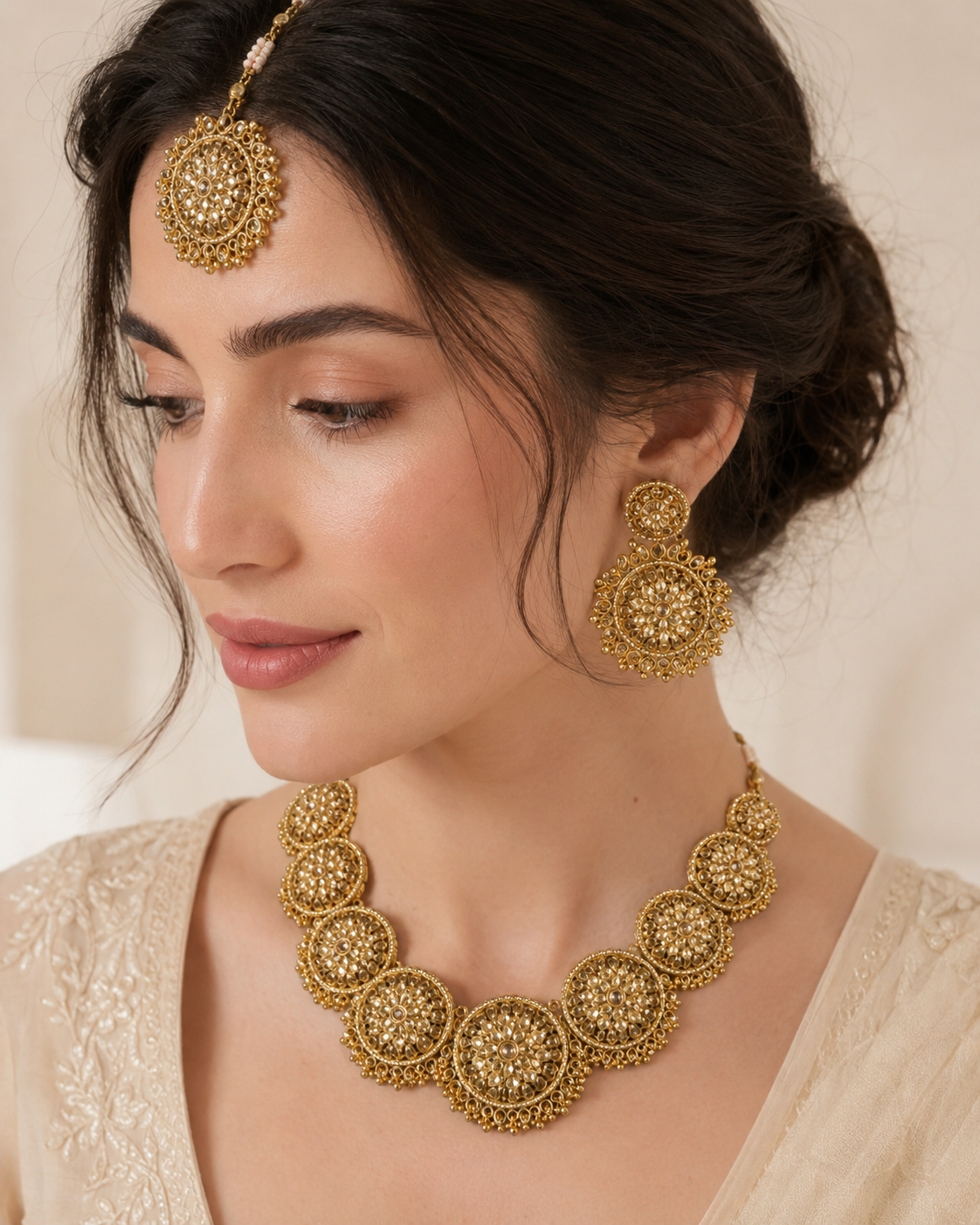 Tara Heritage Jewellery Set product view, Indian-inspired jewellery by Rukhsar Jewels