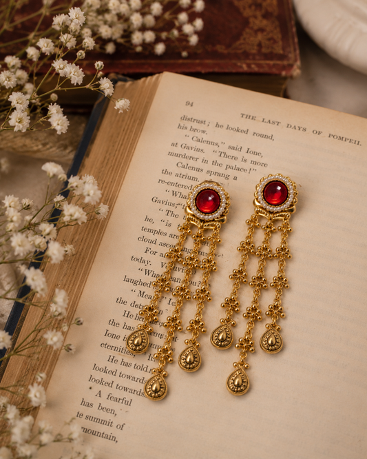 Anar Cascade Earrings product view, Indian-inspired earrings by Rukhsar Jewels