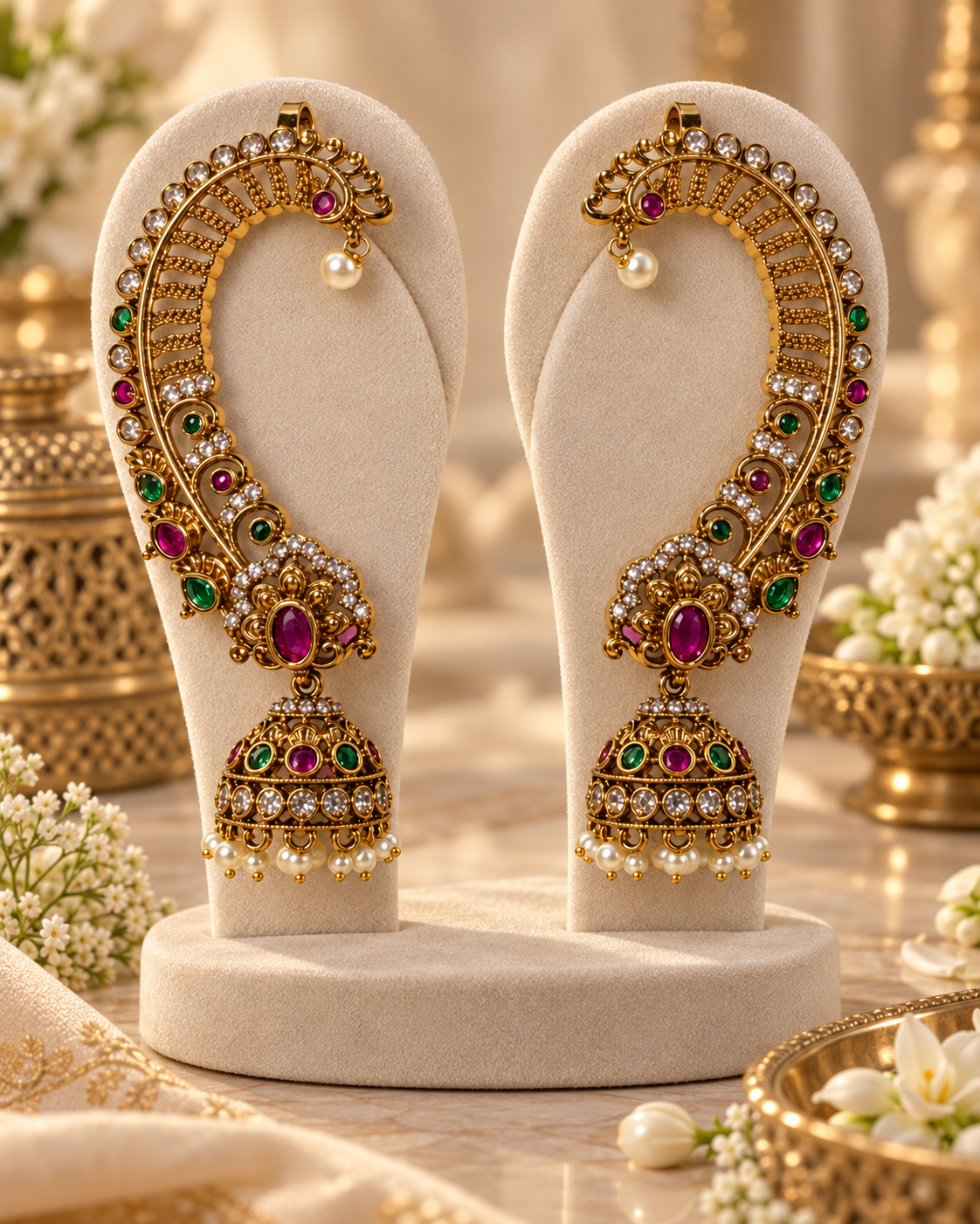 Naira Jhumka Ear Cuff product view, Indian-inspired earrings by Rukhsar Jewels