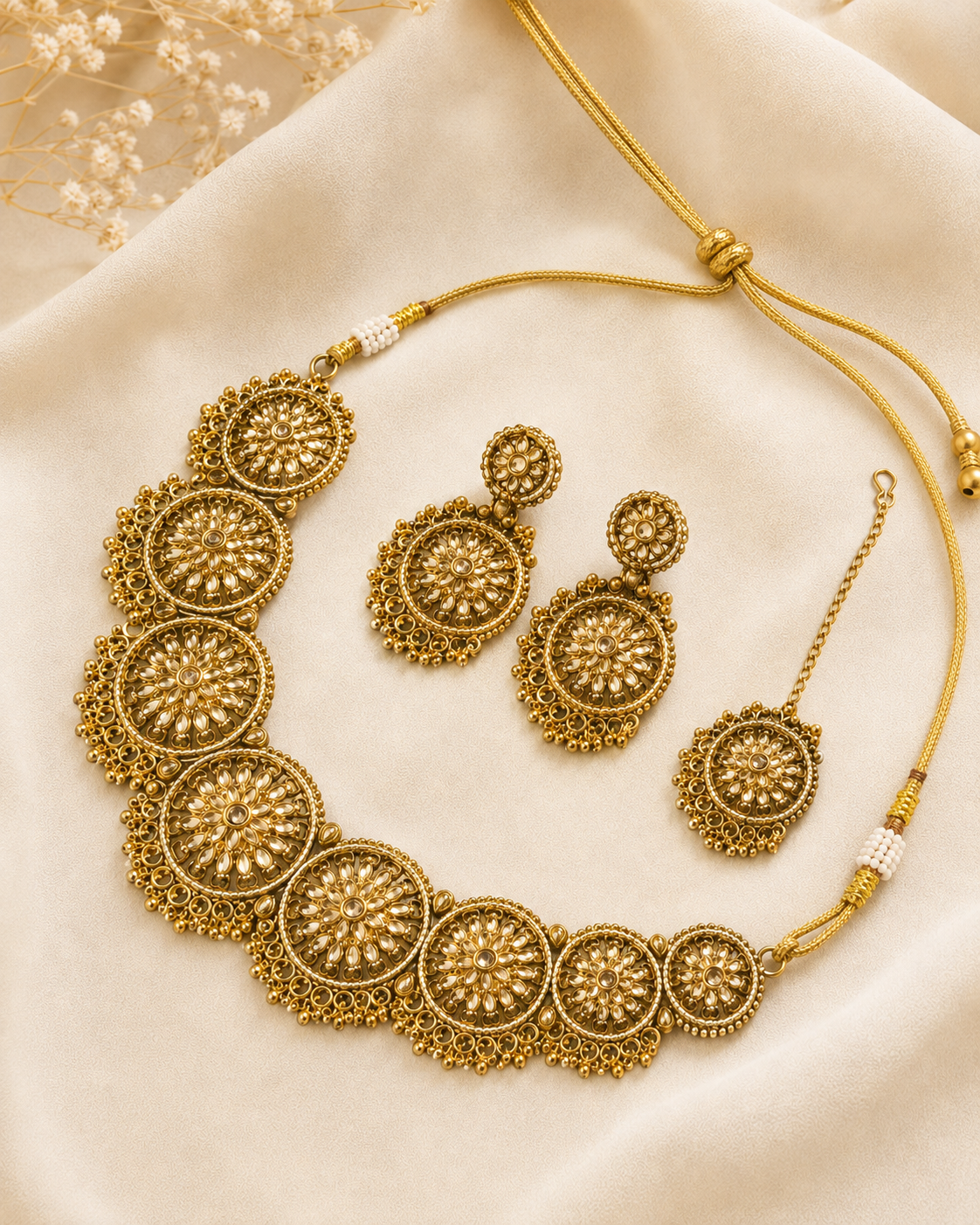 Tara Heritage Jewellery Set detail view, Indian-inspired jewellery by Rukhsar Jewels