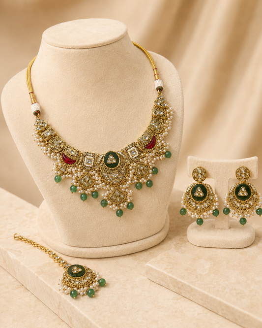Shahbanu Royal Jewellery Set product view, Indian-inspired jewellery by Rukhsar Jewels