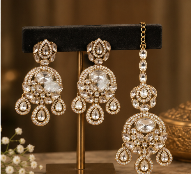 Ira Crystal Kundan Tikka Set